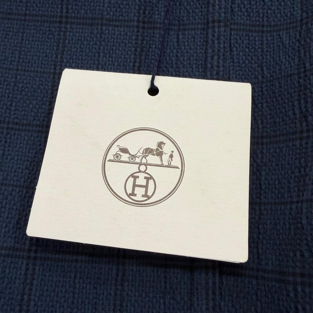 Pristine HERMES two-piece set Check Pattern Seersucker Fabric Single Suit IT 48