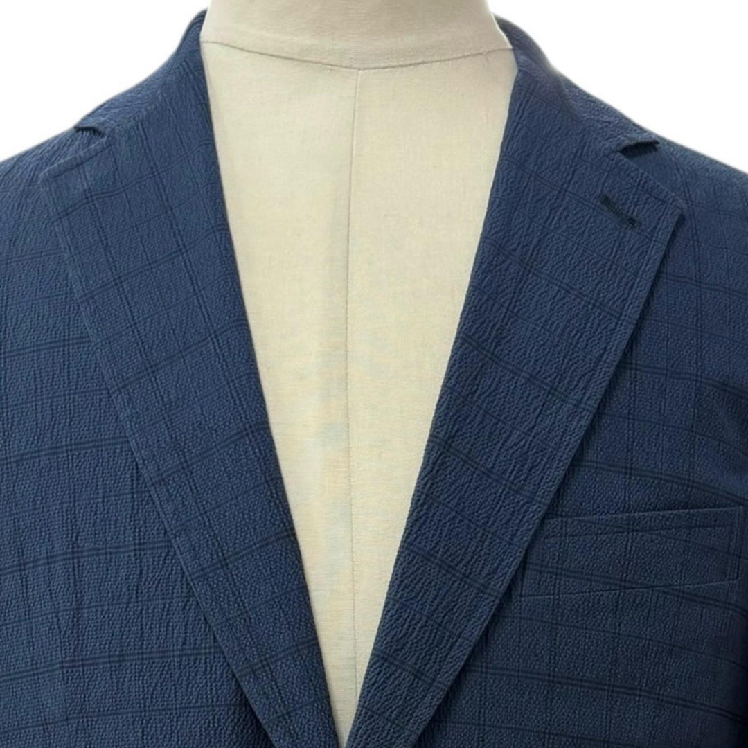 Pristine HERMES two-piece set Check Pattern Seersucker Fabric Single Suit IT 48