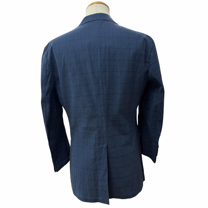 Pristine HERMES two-piece set Check Pattern Seersucker Fabric Single Suit IT 48