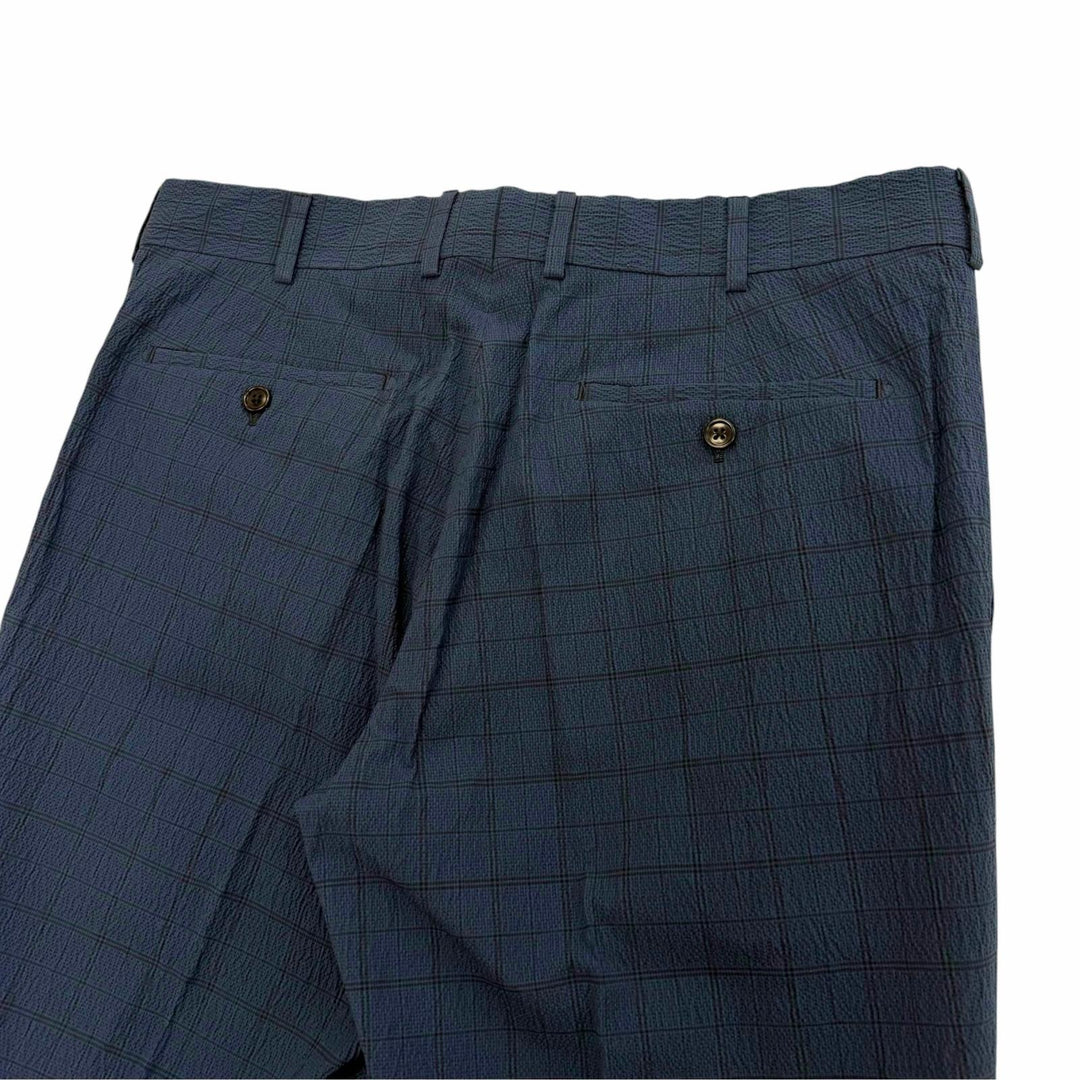 Pristine HERMES two-piece set Check Pattern Seersucker Fabric Single Suit IT 48