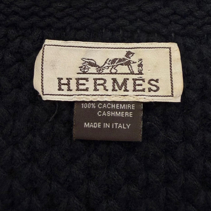 Great HERMES Snood Chunky knit neck warmer/scarf black cashmere mens