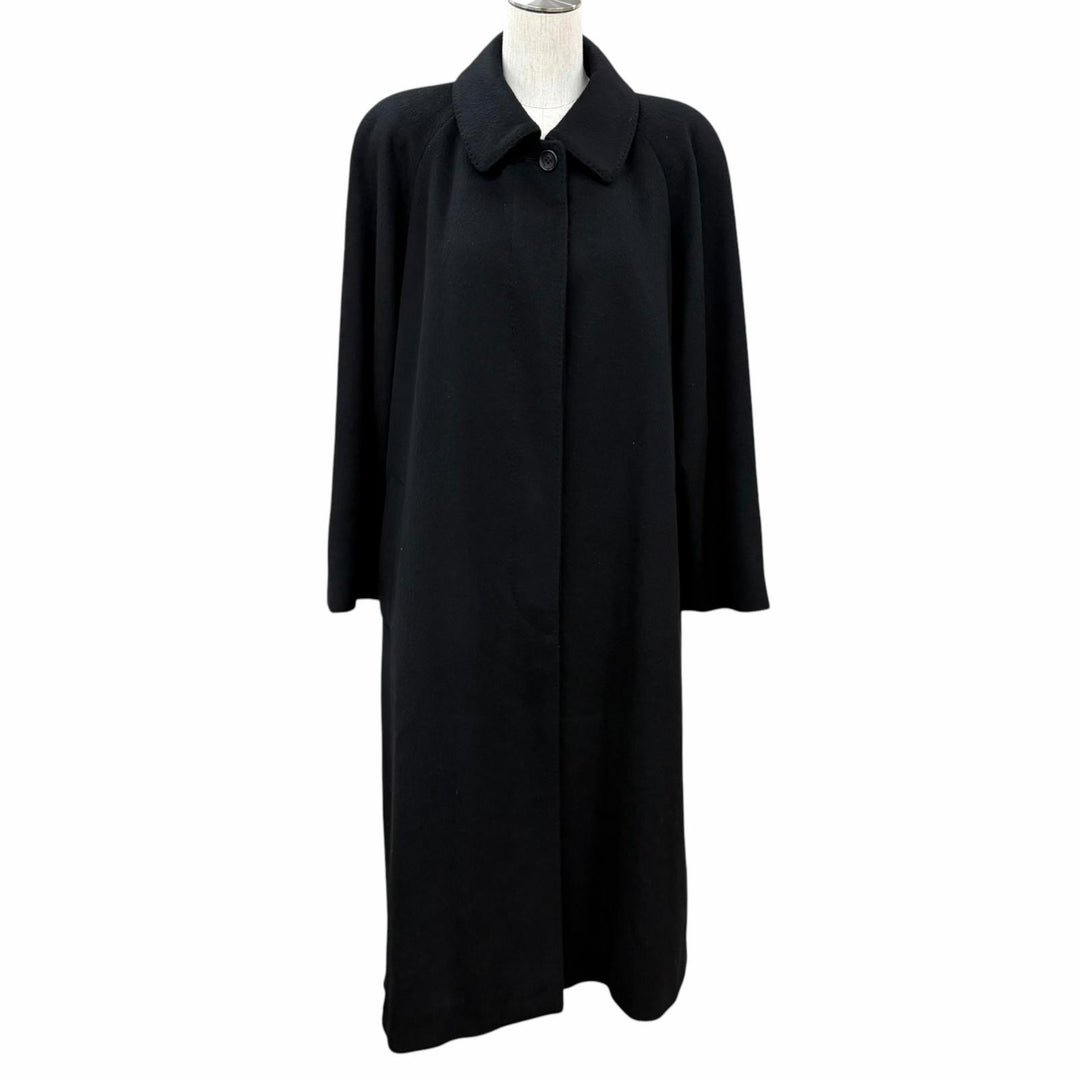 Great BURBERRY coat Concealed placket long black cashmere Women 9 FNA13-962