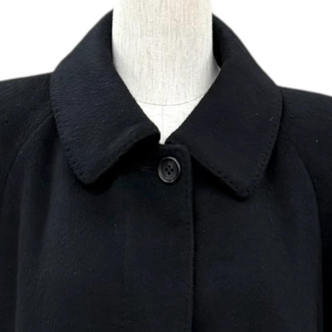 Great BURBERRY coat Concealed placket long black cashmere Women 9 FNA13-962