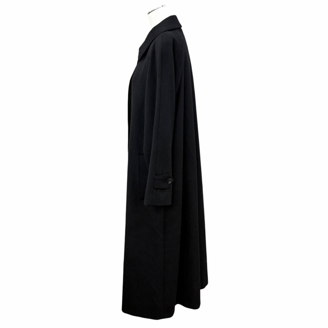 Great BURBERRY coat Concealed placket long black cashmere Women 9 FNA13-962
