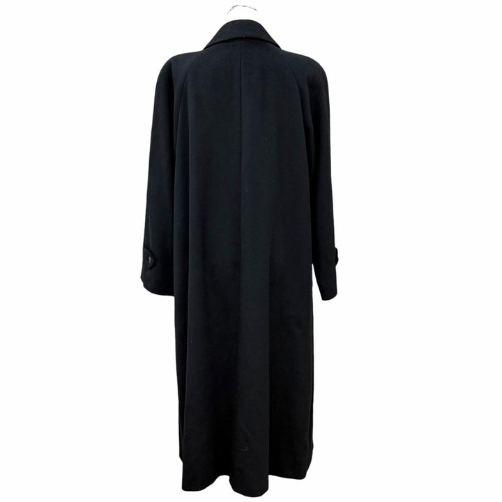 Great BURBERRY coat Concealed placket long black cashmere Women 9 FNA13-962