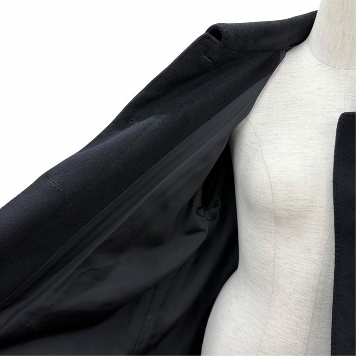Great BURBERRY coat Concealed placket long black cashmere Women 9 FNA13-962