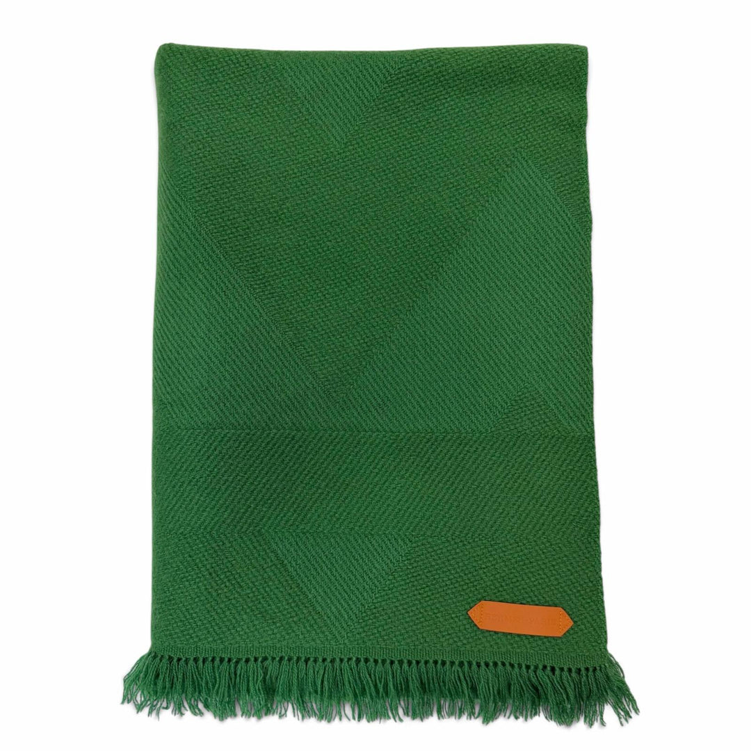 Great HERMES Scarf Wavy Double Face Acarf Leather Tag with Fringe, Large Size