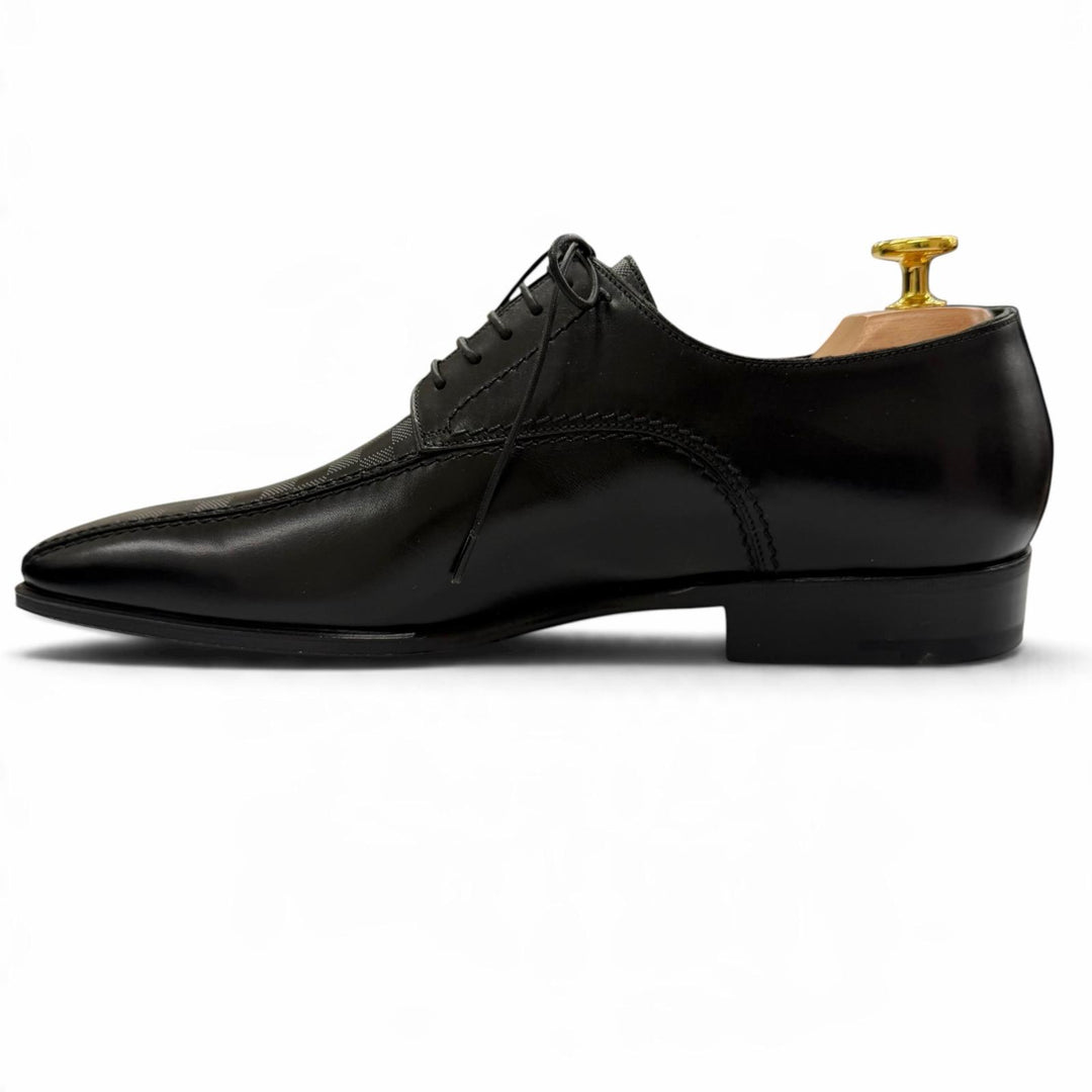Pristine LOUIS VUITTON Leather shoes Damier lace-up black leather mens 6.5