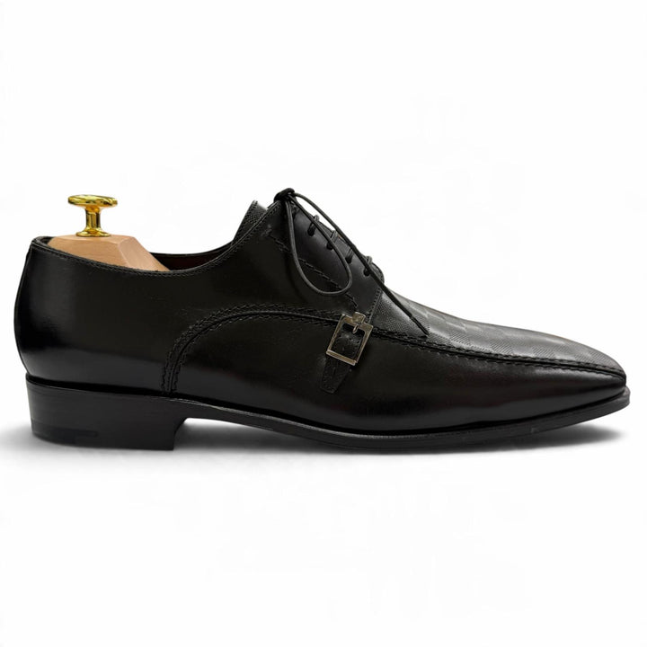 Pristine LOUIS VUITTON Leather shoes Damier lace-up black leather mens 6.5