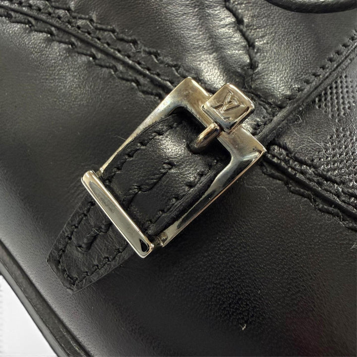 Pristine LOUIS VUITTON Leather shoes Damier lace-up black leather mens 6.5