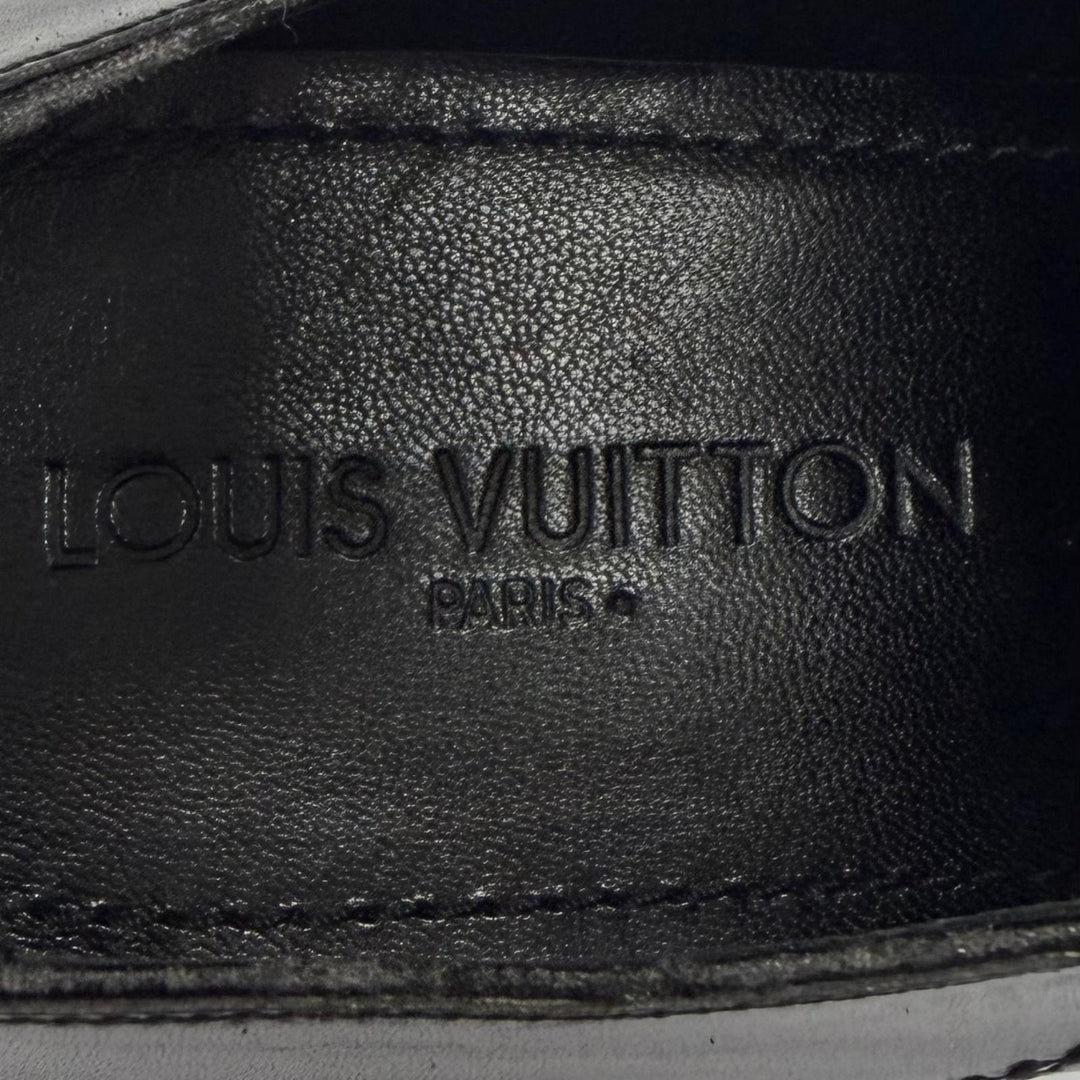 Pristine LOUIS VUITTON Leather shoes Damier lace-up black leather mens 6.5