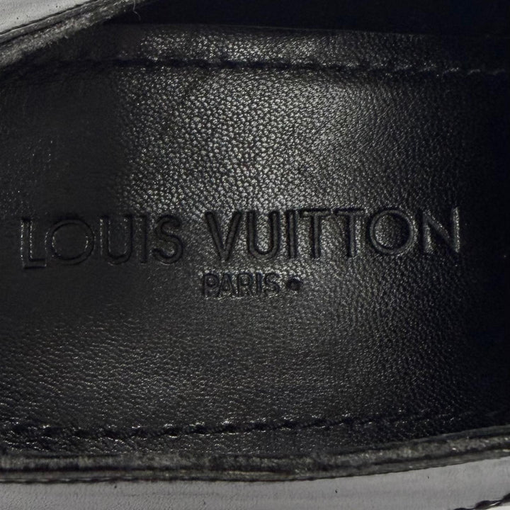 Pristine LOUIS VUITTON Leather shoes Damier lace-up black leather mens 6.5