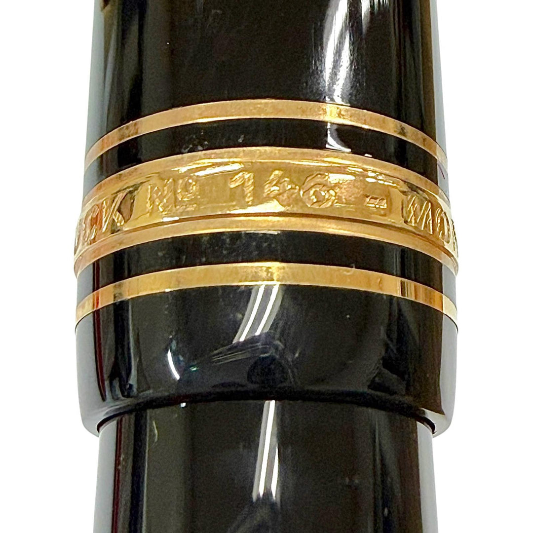 Excellent MONTBLANC fountain pen Meisterstück 146 white star black 14K mens