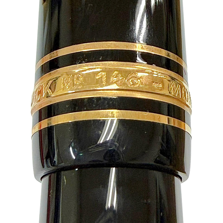 Excellent MONTBLANC fountain pen Meisterstück 146 white star black 14K mens