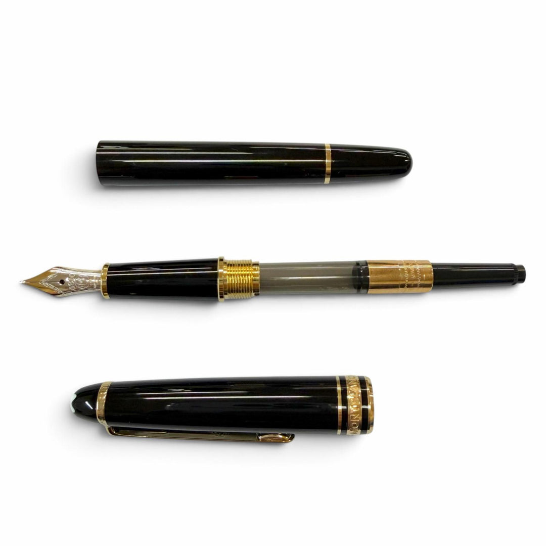Excellent MONTBLANC fountain pen Meisterstück Classic white star black 14K mens