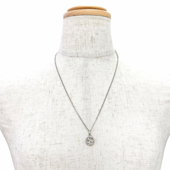 Great GUCCI Necklace Interlocking G Arabesque Chain Silver 925 Women 455535