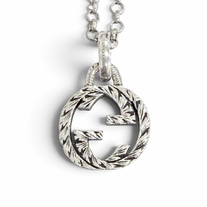 Great GUCCI Necklace Interlocking G Arabesque Chain Silver 925 Women 455535