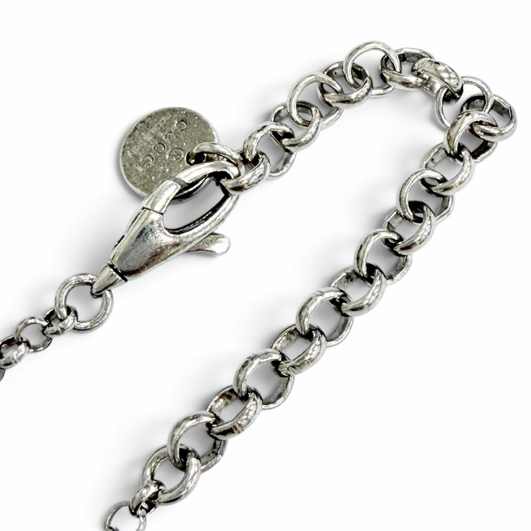 Great GUCCI Necklace Interlocking G Arabesque Chain Silver 925 Women 455535