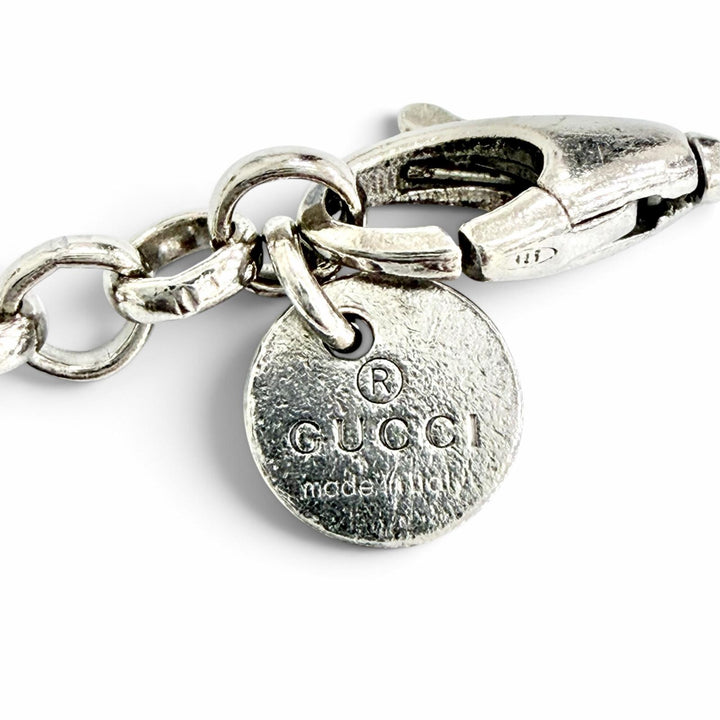 Great GUCCI Necklace Interlocking G Arabesque Chain Silver 925 Women 455535