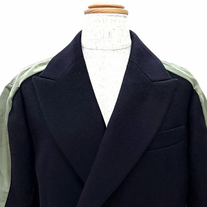 Excellent Sacai Jacket Wool Melton Nylon Twill Jacket Short-sleeved 1 23-06925