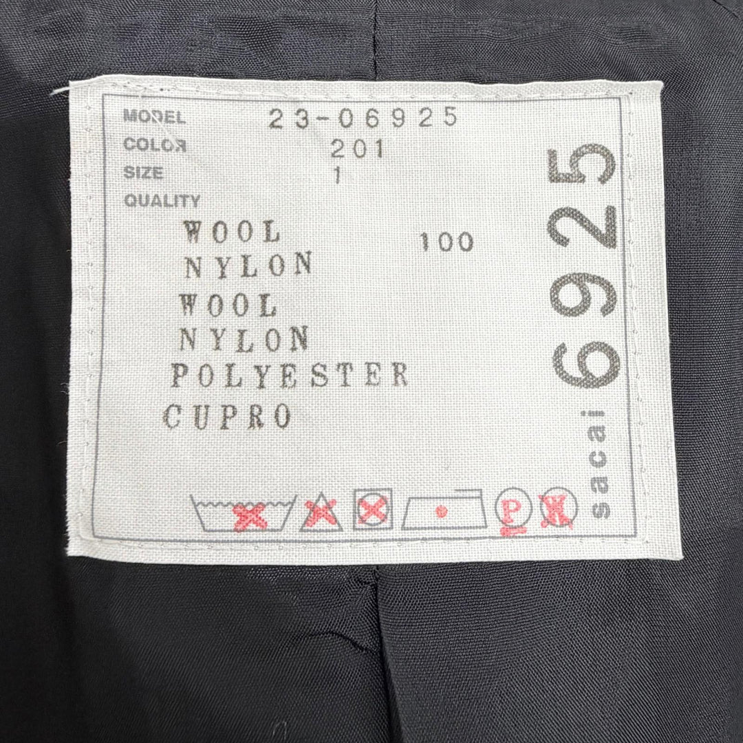 Excellent Sacai Jacket Wool Melton Nylon Twill Jacket Short-sleeved 1 23-06925