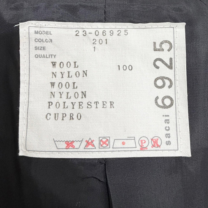 Excellent Sacai Jacket Wool Melton Nylon Twill Jacket Short-sleeved 1 23-06925
