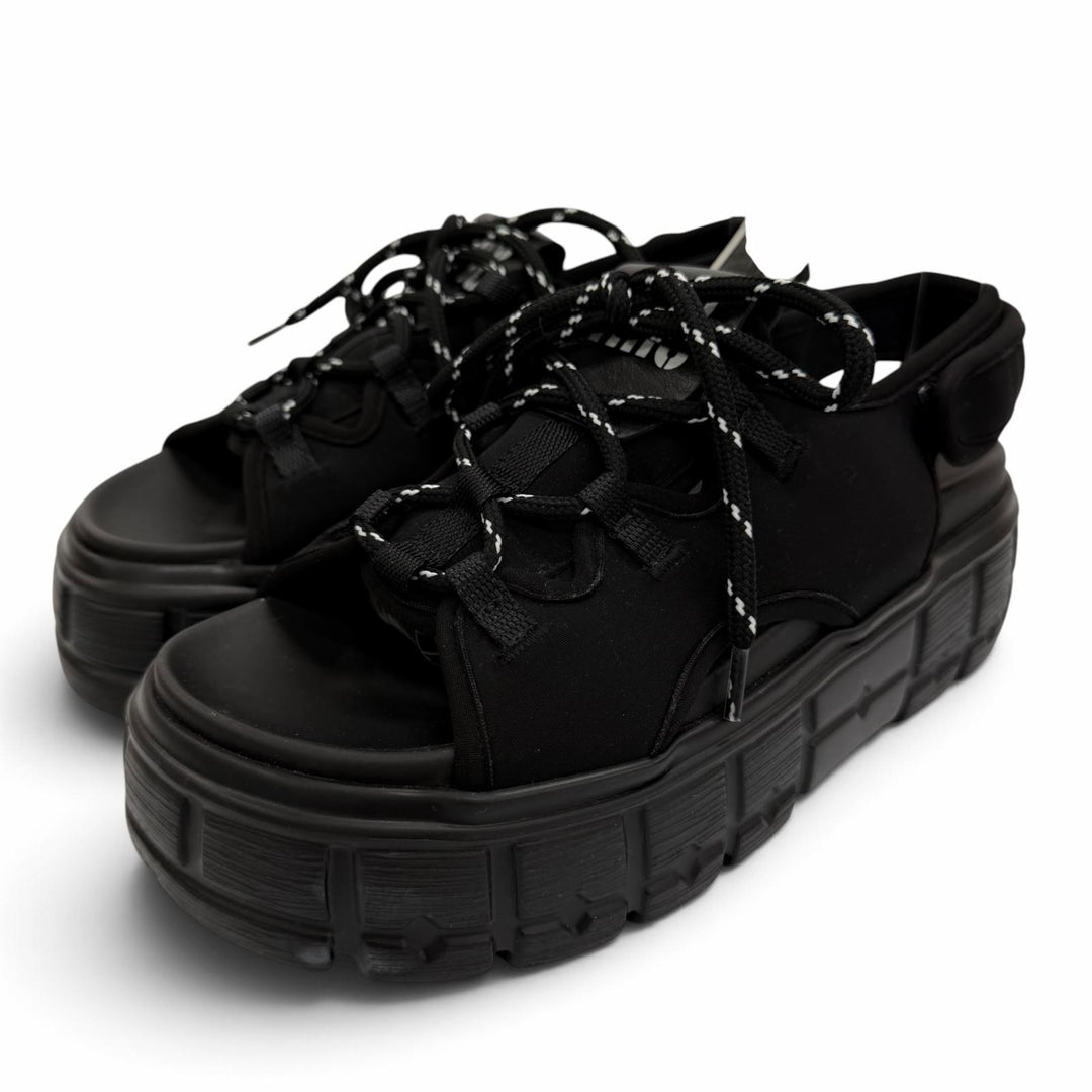 Great MIUMIU Sandals Chunky neoprene back strap with logo black Women 36 5X418E
