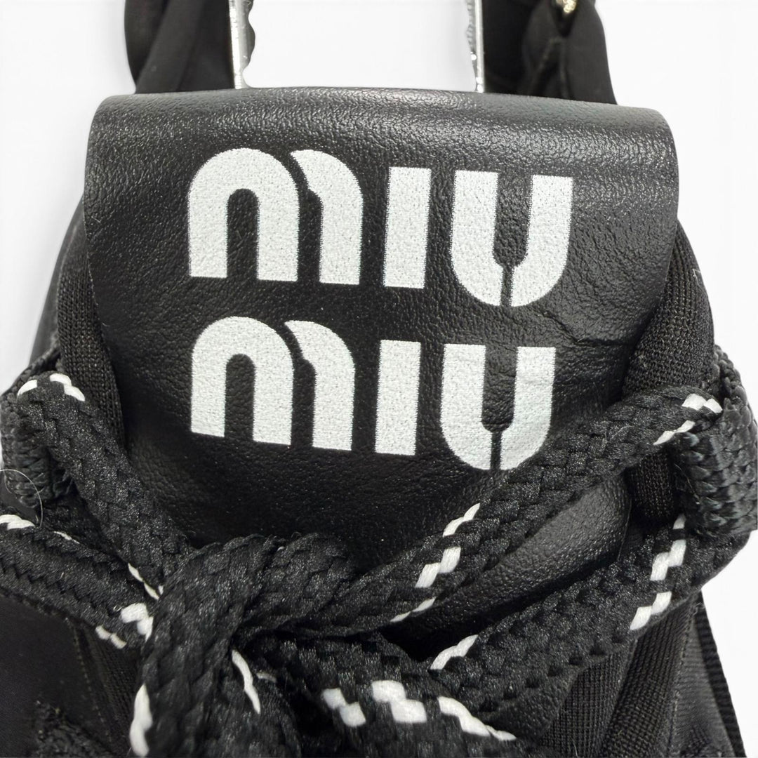 Great MIUMIU Sandals Chunky neoprene back strap with logo black Women 36 5X418E