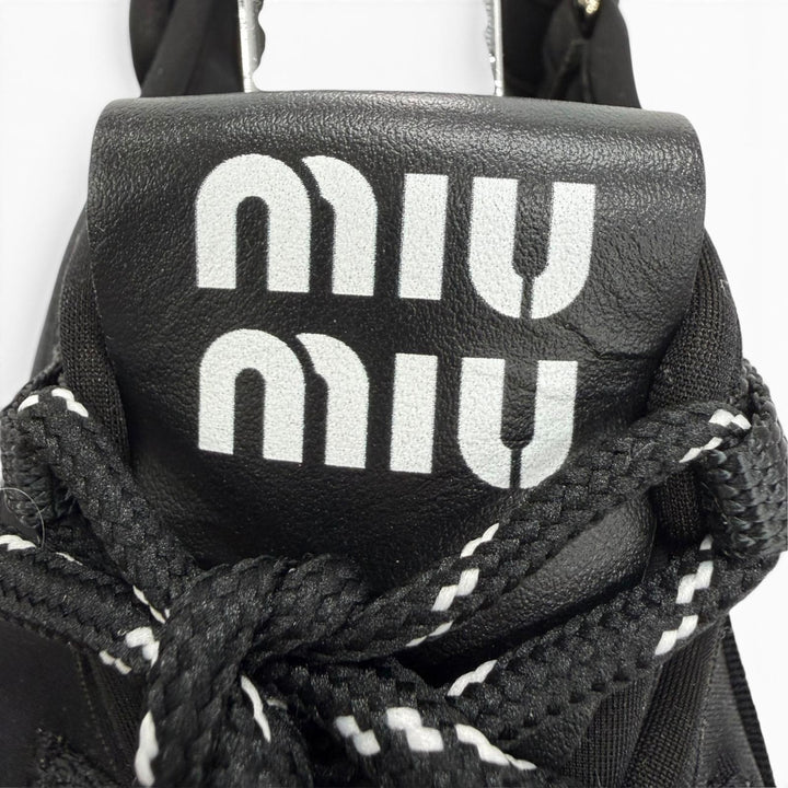 Great MIUMIU Sandals Chunky neoprene back strap with logo black Women 36 5X418E