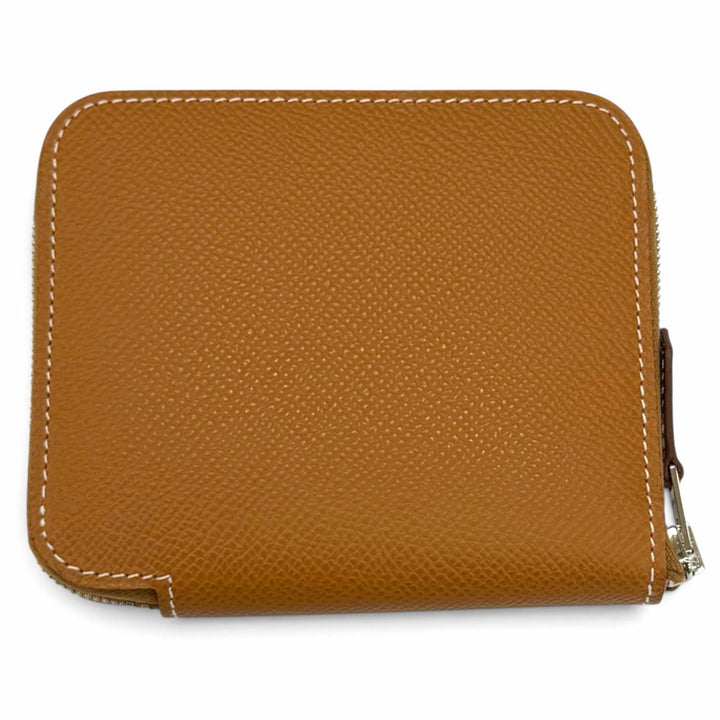 Pristine HERMES Coin case Azap compact silk in Zip Around Epsom Leather Women