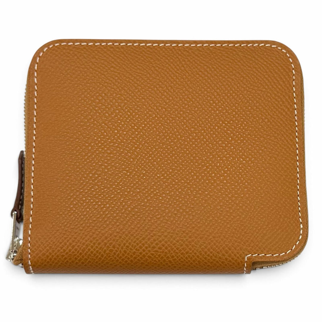 Pristine HERMES Coin case Azap compact silk in Zip Around Epsom Leather Women