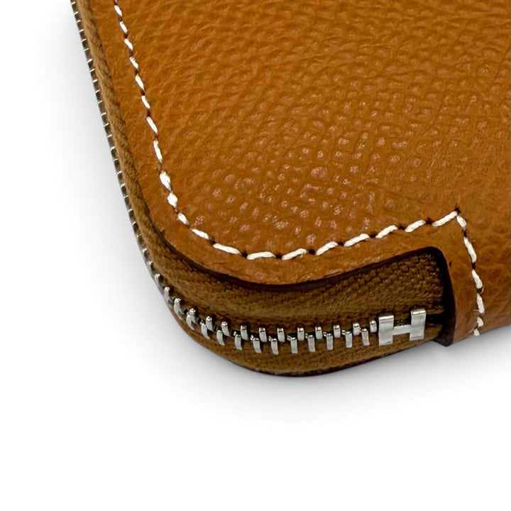 Pristine HERMES Coin case Azap compact silk in Zip Around Epsom Leather Women