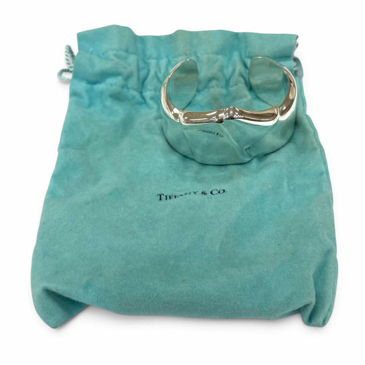 Great TIFFANY&Co. Bangle 1978 Ribbon Bone Cuff Silver 925 Women