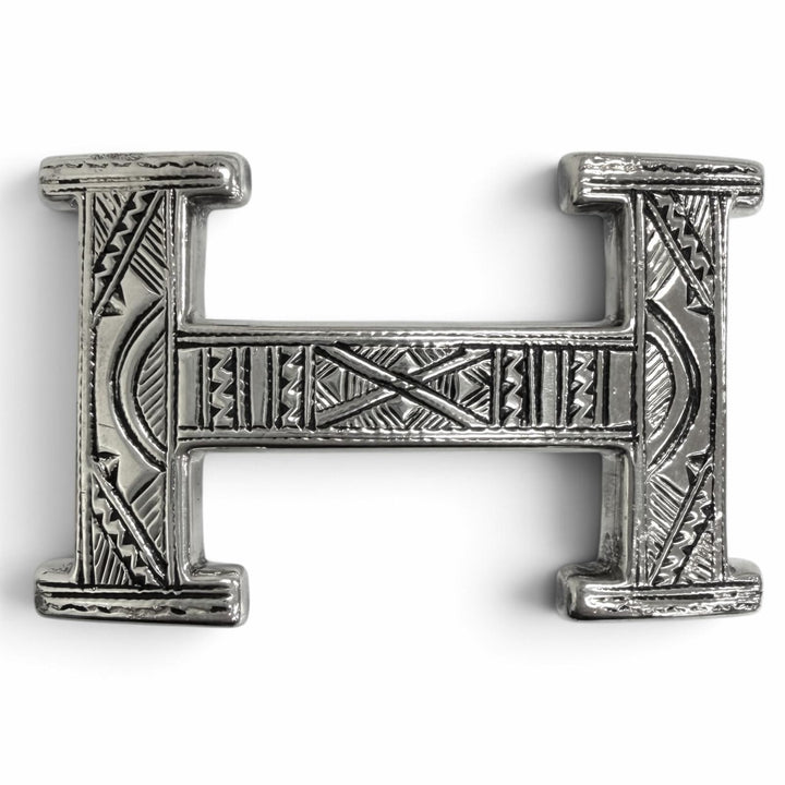 Great HERMES Toareg Hand-Engraved Design H Logo Belt Buckle