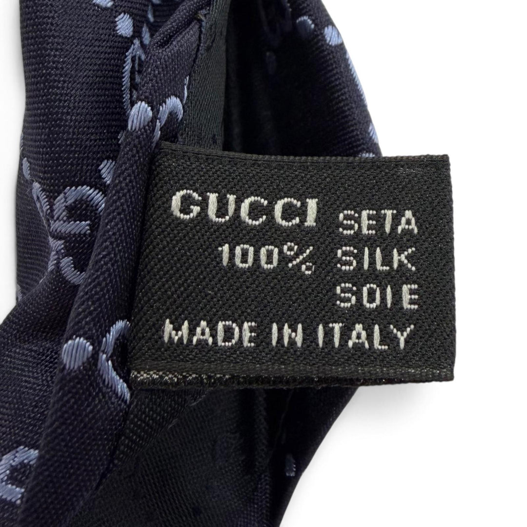 Pristine GUCCI tie Cravat GG pattern Navy silk mens 499695
