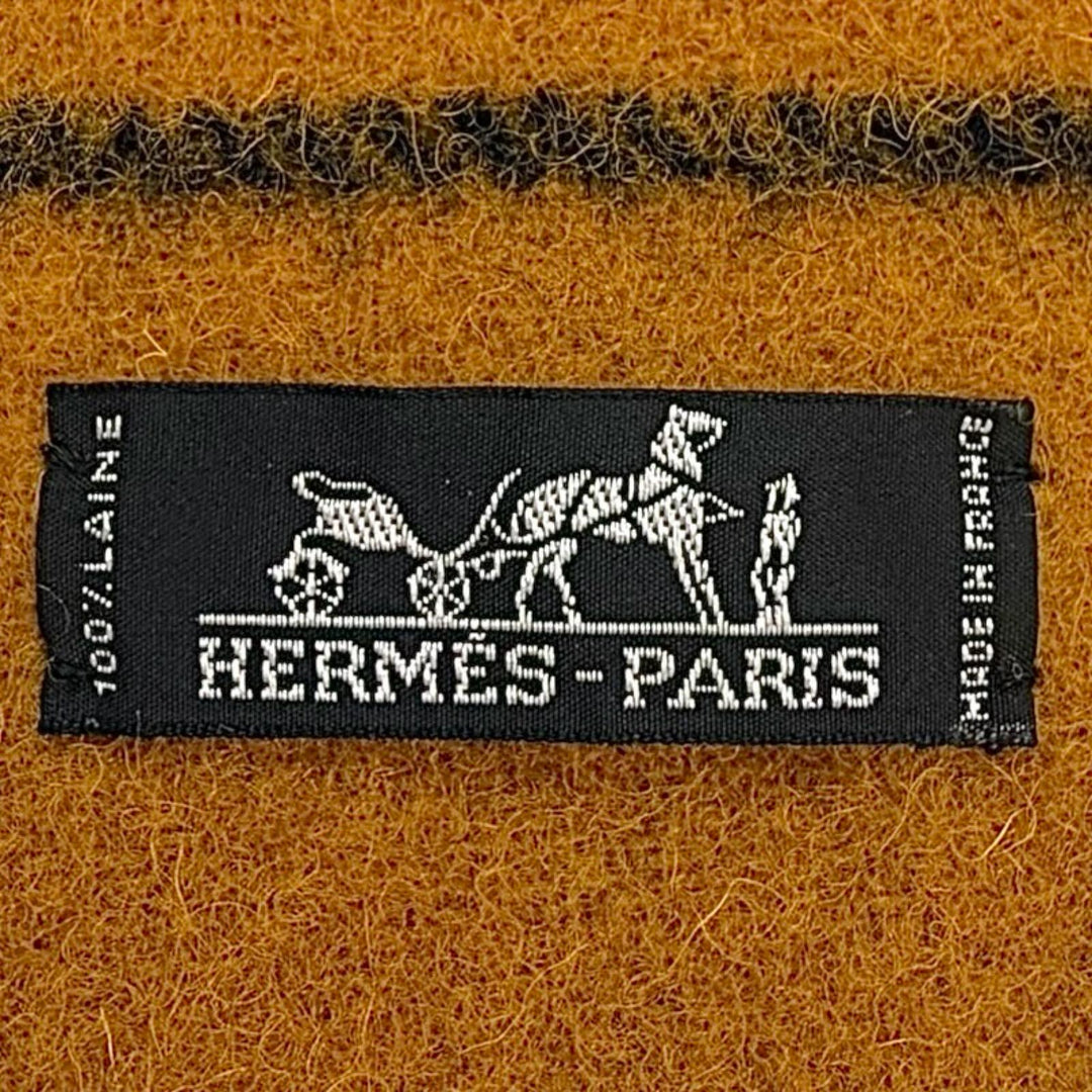 Excellent HERMES Scarf Rocabal yellow multi wool mens