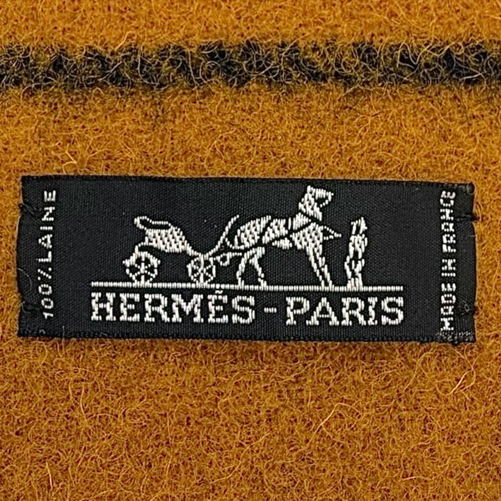 Excellent HERMES Scarf Rocabal yellow multi wool mens