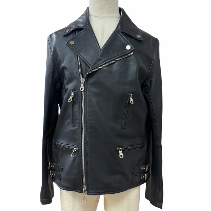 Excellent CINQUANTA Leather jacket double Dark navy Sheep leather mens 52 H-508
