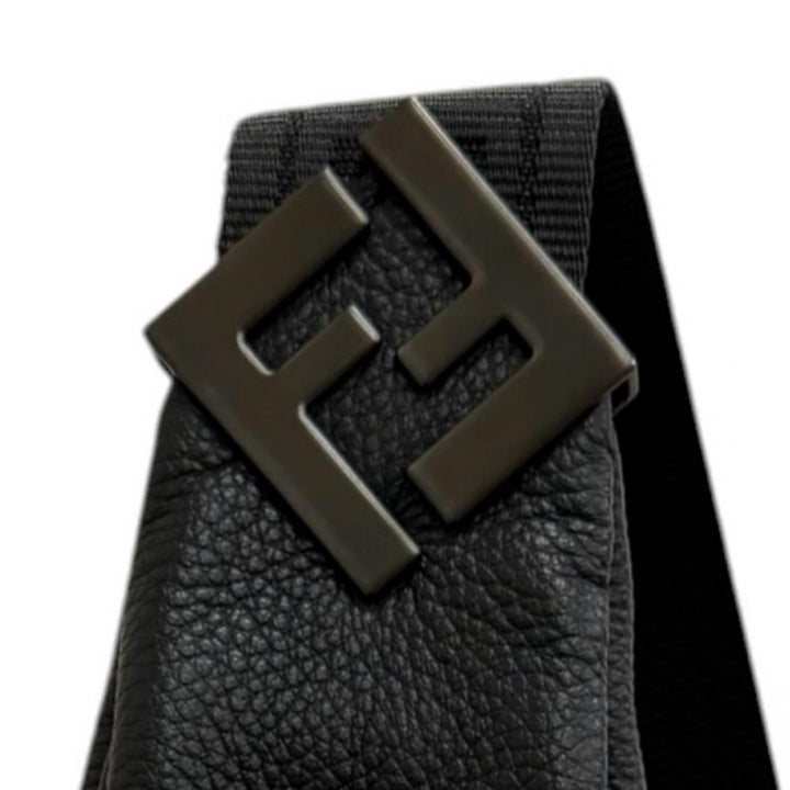 Excellent FENDI Shoulder Bag Melon Large FF Metal Crossbody Hobo Bag black