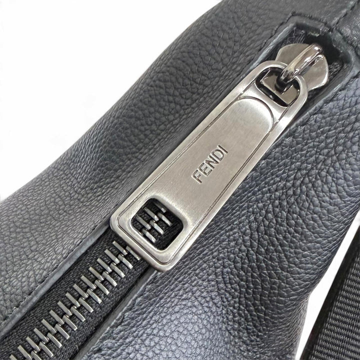 Excellent FENDI Shoulder Bag Melon Large FF Metal Crossbody Hobo Bag black