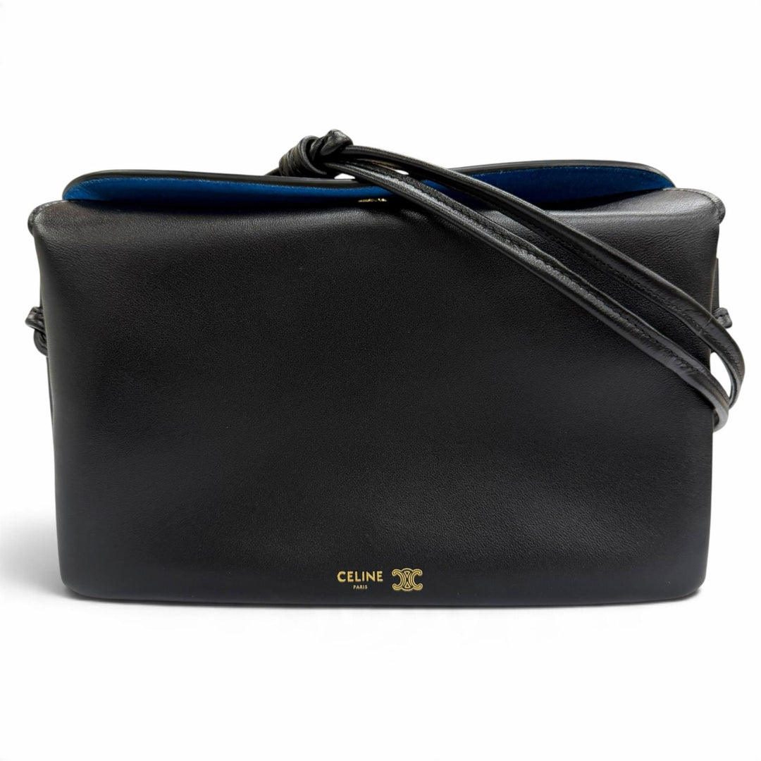 Pristine CELINE Shoulder Bag Trio Flap black Smooth lambskin Leather 10P862O86