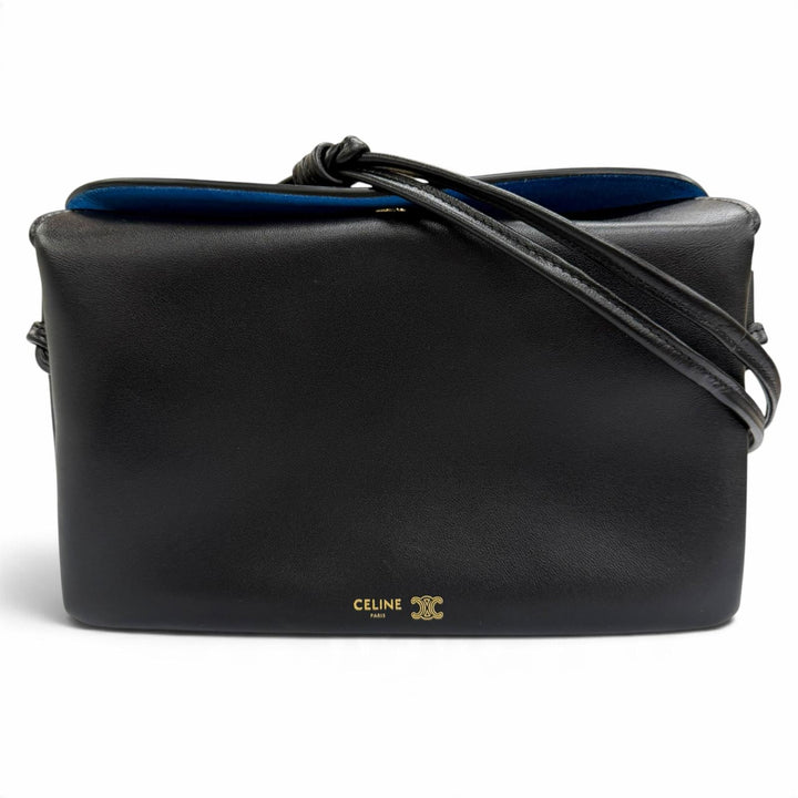 Pristine CELINE Shoulder Bag Trio Flap black Smooth lambskin Leather 10P862O86