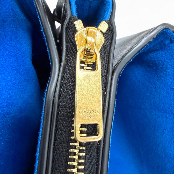 Pristine CELINE Shoulder Bag Trio Flap black Smooth lambskin Leather 10P862O86