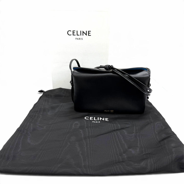 Pristine CELINE Shoulder Bag Trio Flap black Smooth lambskin Leather 10P862O86