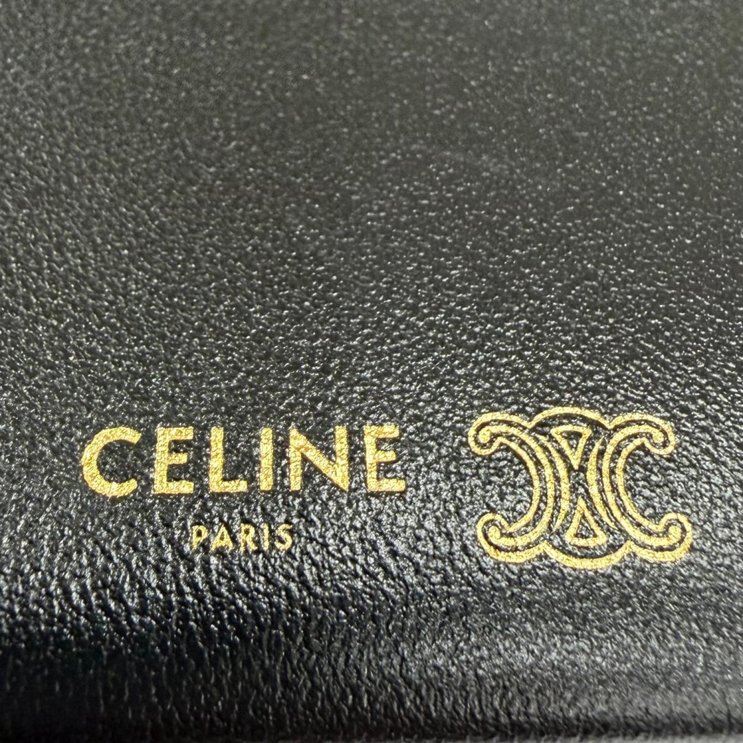 Pristine CELINE Shoulder Bag Trio Flap black Smooth lambskin Leather 10P862O86