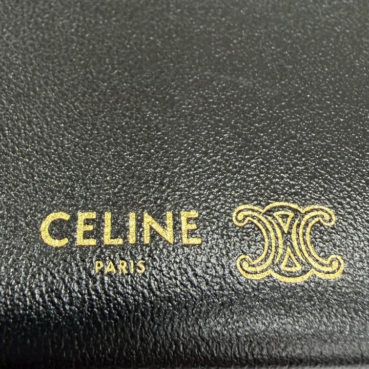 Pristine CELINE Shoulder Bag Trio Flap black Smooth lambskin Leather 10P862O86