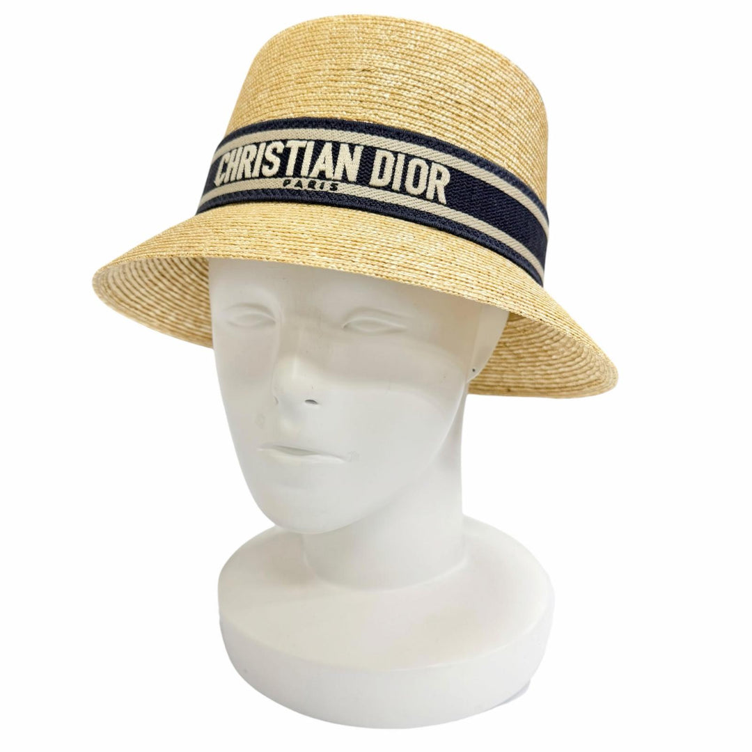 Pristine Christian Dior DIORESORT Straw hat, bucket hat natural 58 11DRT952G180