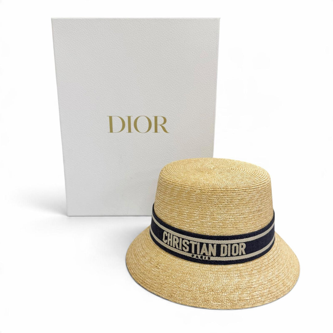 Pristine Christian Dior DIORESORT Straw hat, bucket hat natural 58 11DRT952G180