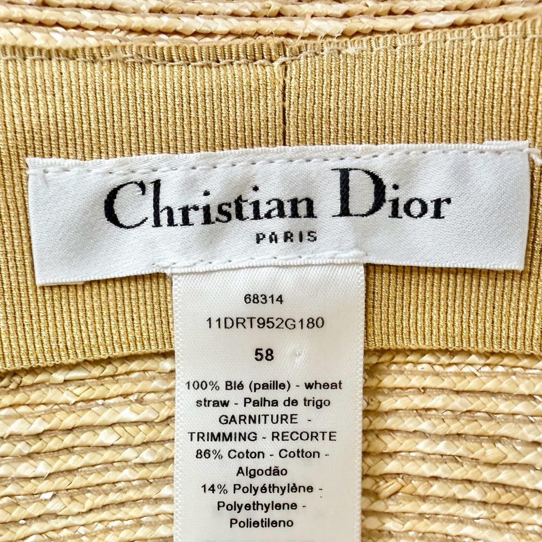 Pristine Christian Dior DIORESORT Straw hat, bucket hat natural 58 11DRT952G180