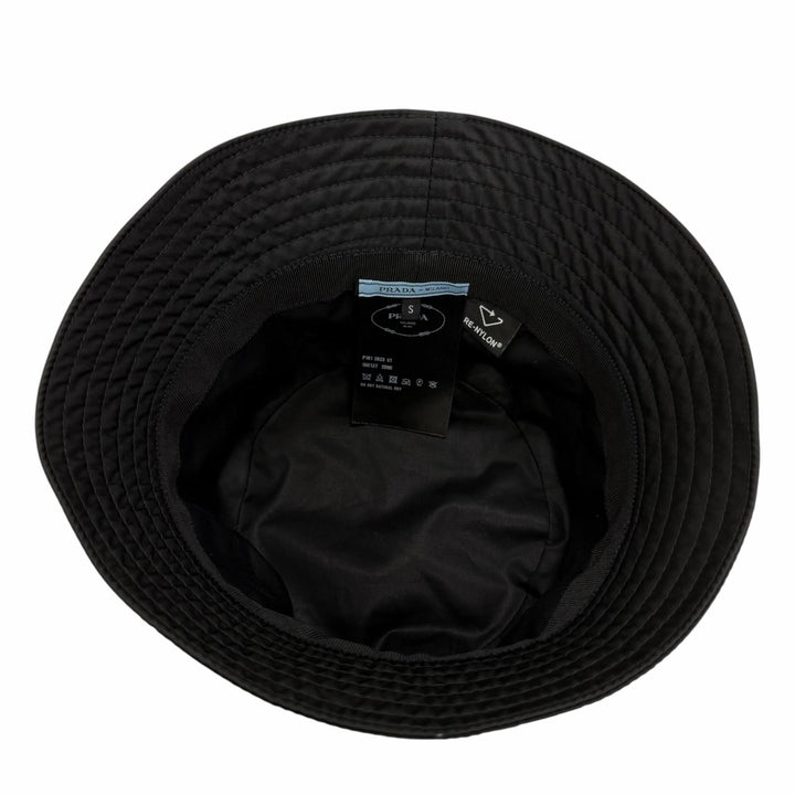 Great PRADA hat Triangle with logo Re Nylon black recycled Women S 1HC137